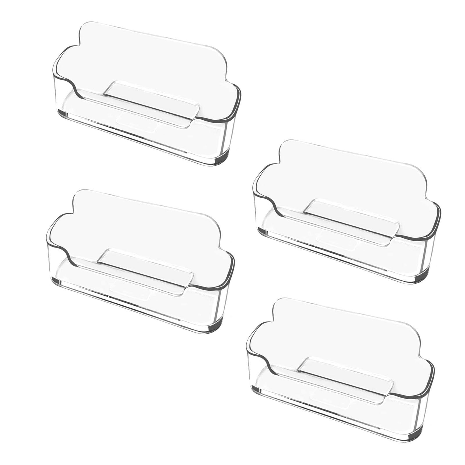 4Pcs Clear Acrylic Business Card Display, Personalised Business Card Stand, Desk Stand Holder for Desktop Office Front Desk