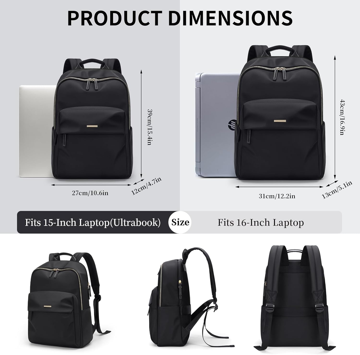 GOLF SUPAGS Laptop Backpack for Women Fits 14 Inch Notebook Casual Daypack Purse Work Travel College Bag (Black) - Image 5