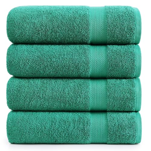 Lane Linen 4pc 100% cotton bath towel set 35x66 emerald