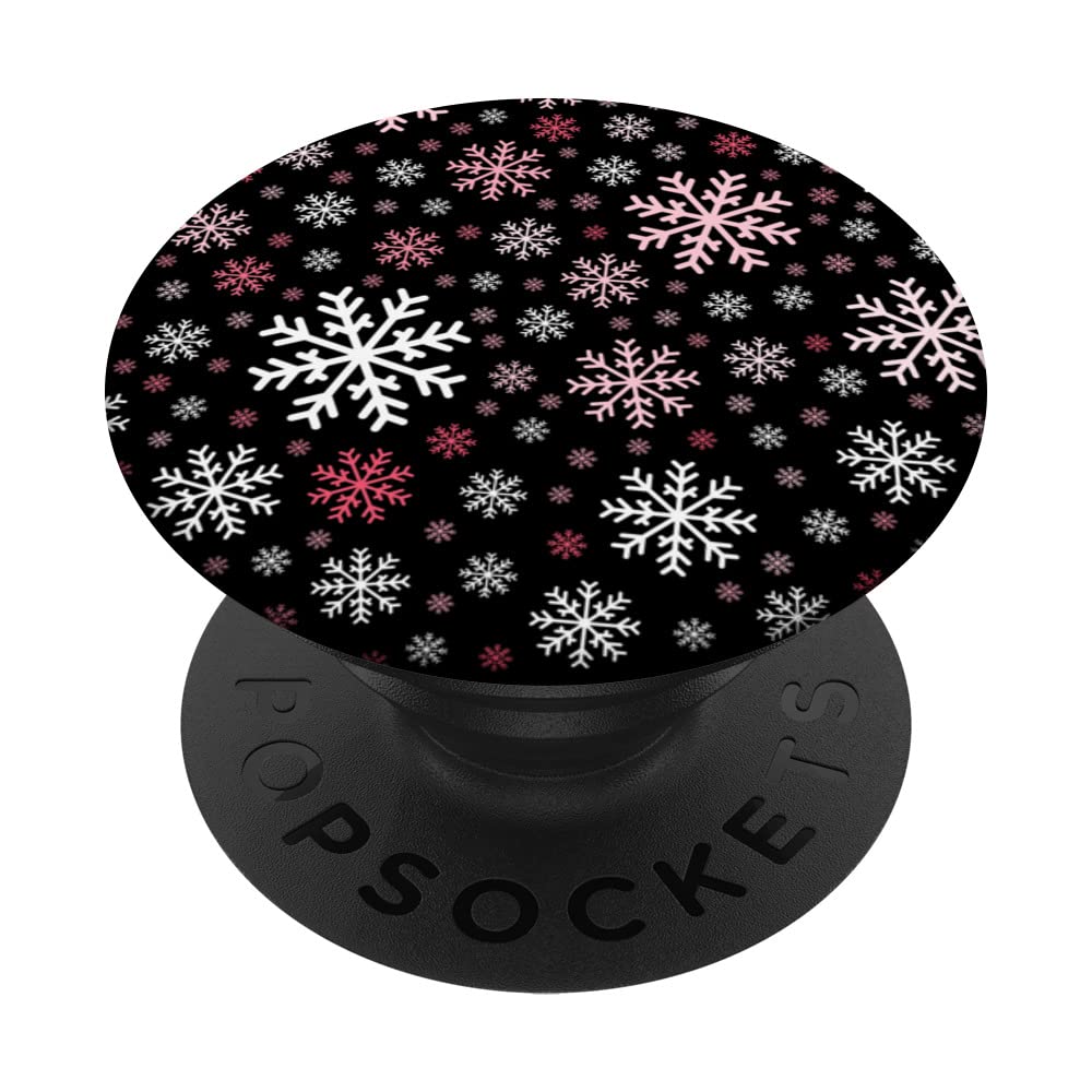 White Pink Snowflakes Pattern Winter Christmas Holidays Snow PopSockets Swappable PopGrip