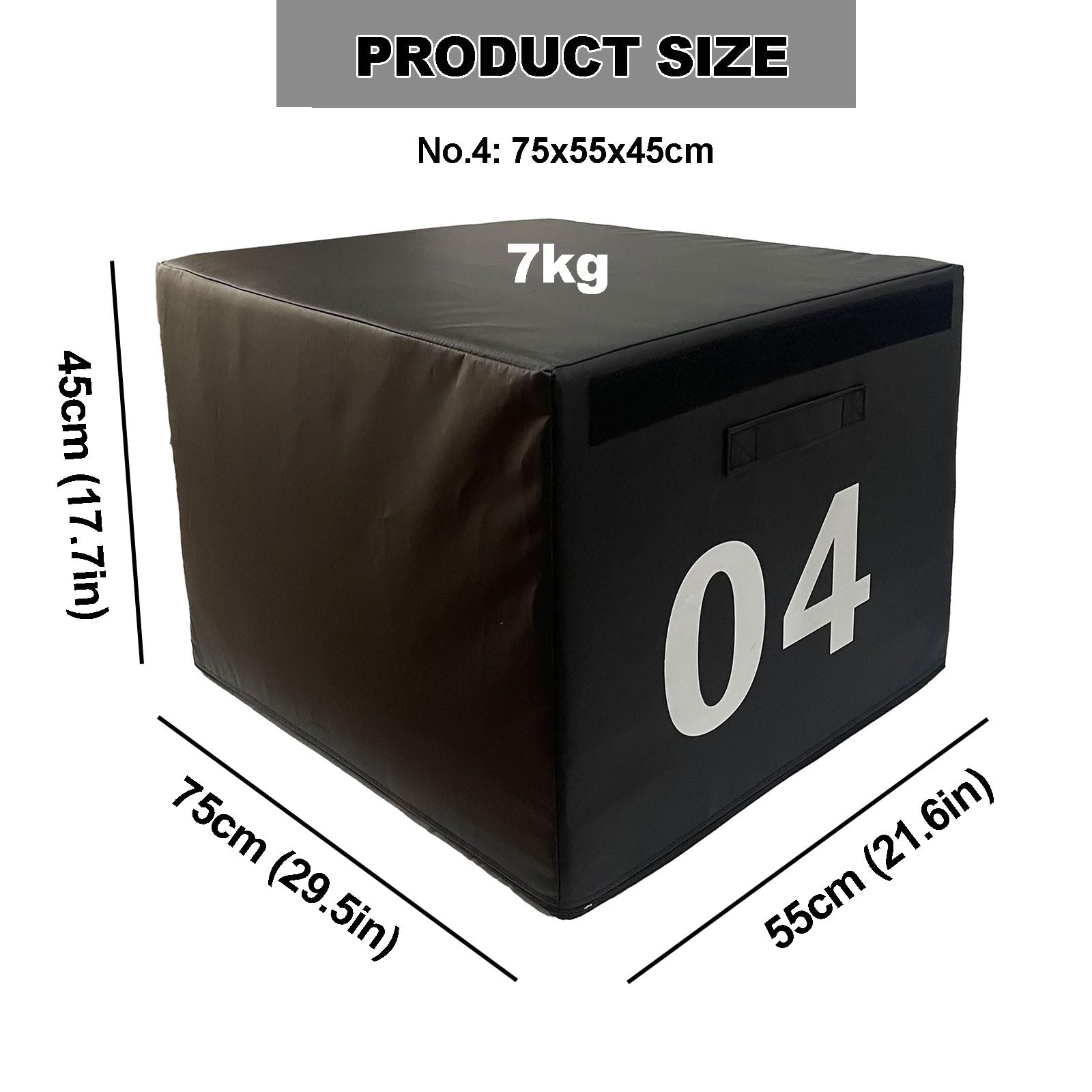 Plyo Box, 4-in-1-Schaumstoff-Sprungbox, Boxsprünge für das Heimfitnessstudio, Trainingsbox aus rutschfestem PVC-Leder zum Springen, Konditionstraining, Krafttraining(Size:18” | 45cm)