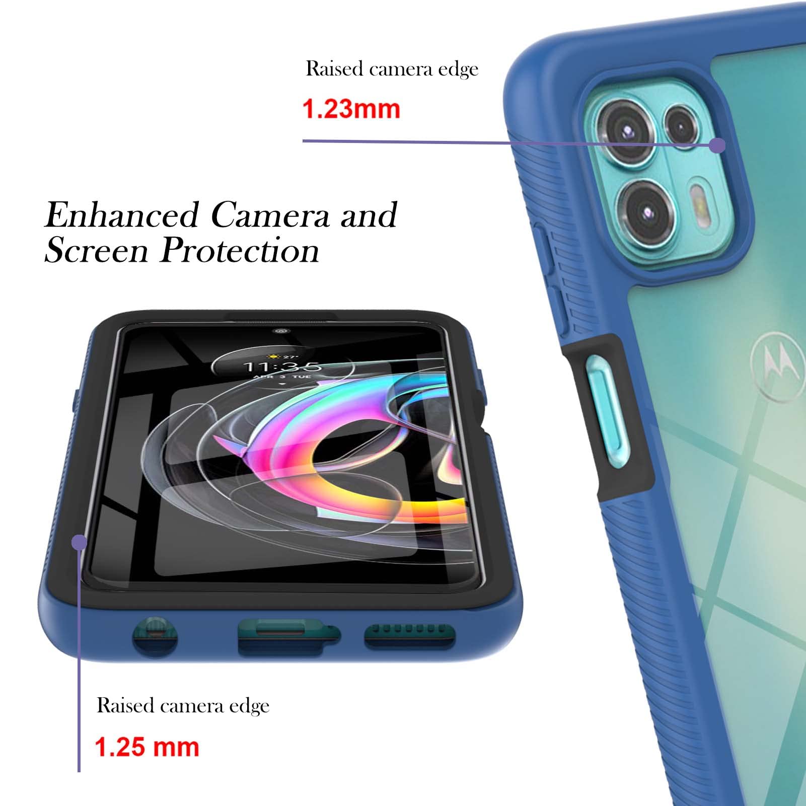 GOKEN Cover per Motorola Moto G14, Protezione a 360 Gradi, Pellicola Protettiva Integrata, Custodia Antiurto con Cornice in Silicone e Retro Trasparente in PC, Bumper Armor -Nero