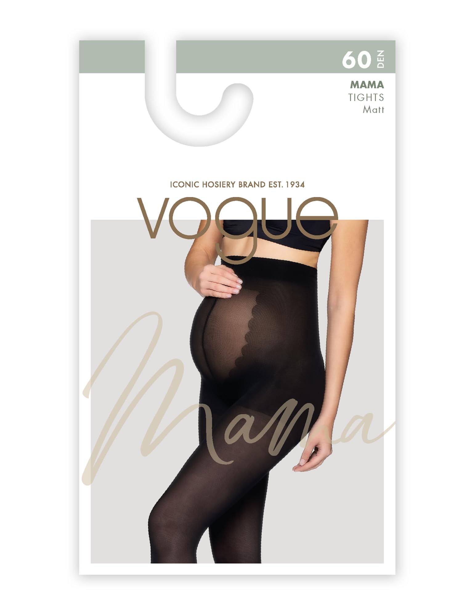 Vogue Collants de grossesse 60 deniers avec coupe stretch 3D - Collants confortables pour la grossesse en polyamide recyclé - Collants de grossesse transparents - Noir