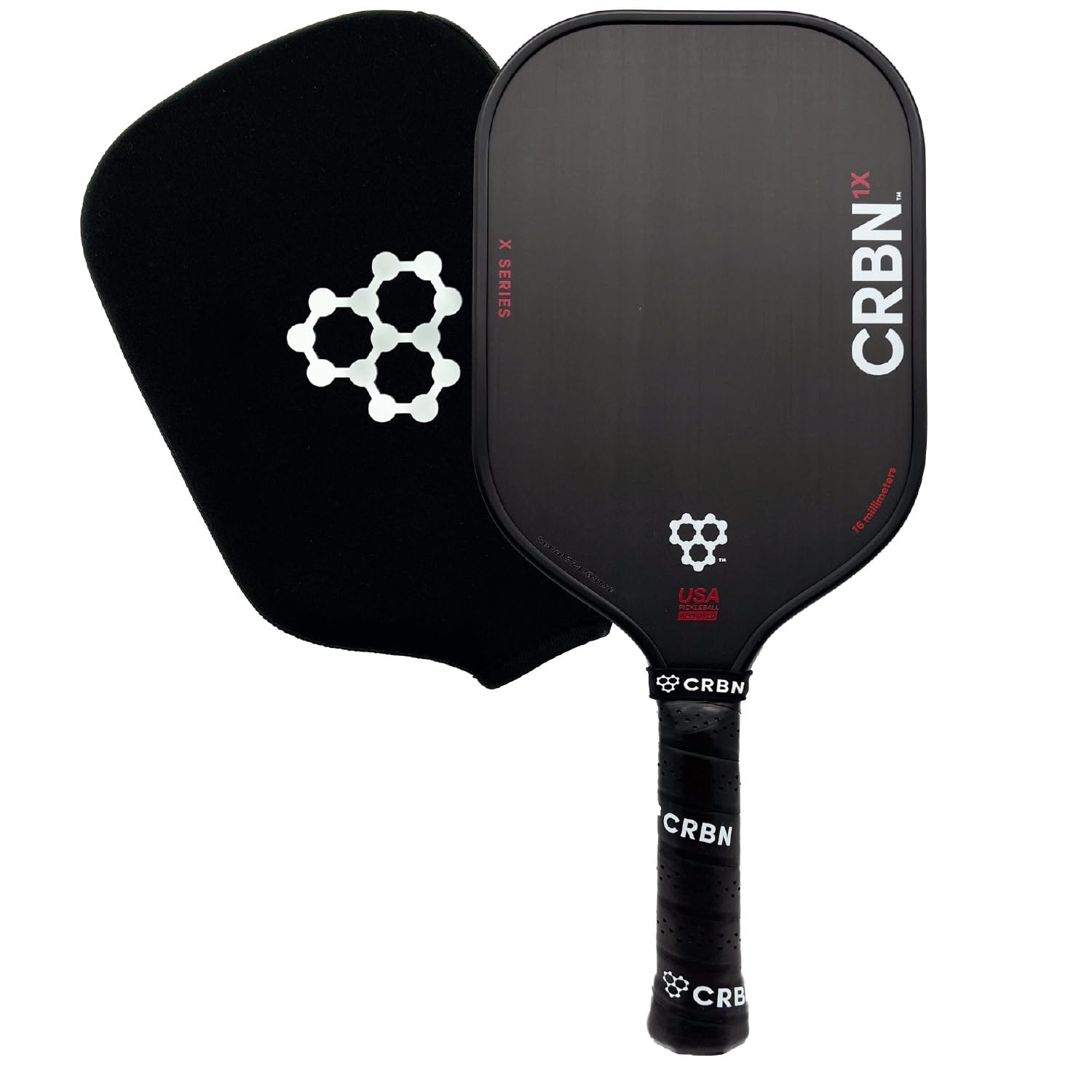 CRBN Pickleball - X Series Power Paddle - Carbon Fiber Pickleball Paddle with Foam Injected Edges for Expanded Sweet Spot