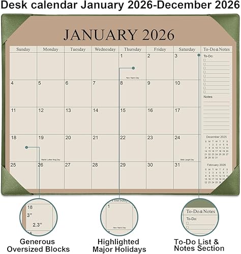 Miniatura 2 de Calendario de escritorio 2025-2026 con alfombrilla de escritorio, calendario grande de octubre de 2025 a diciembre de 2026, calendario de escritorio