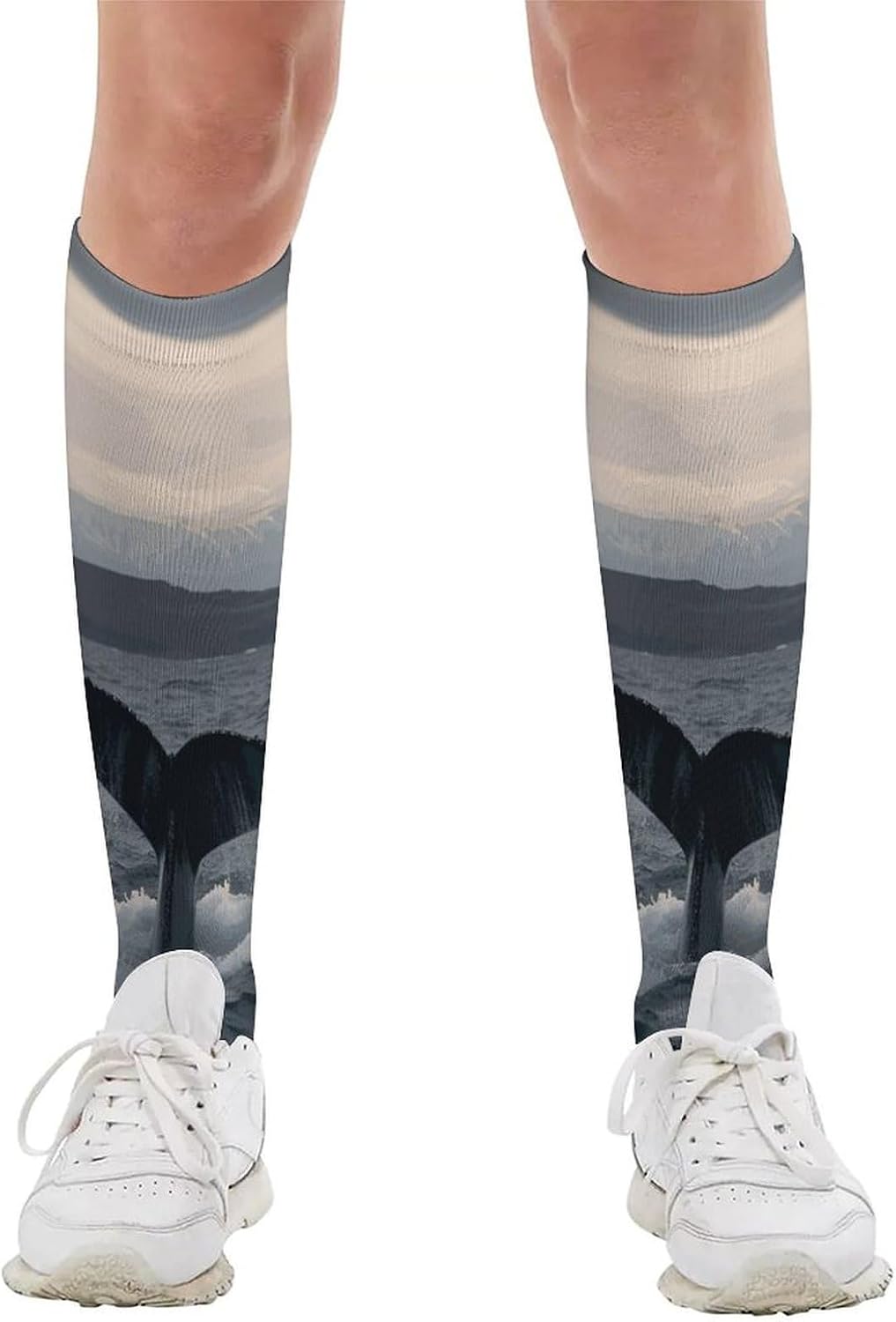 Knee High Socks Humpback Whale Tail Long Tube Boot Seamless Toe