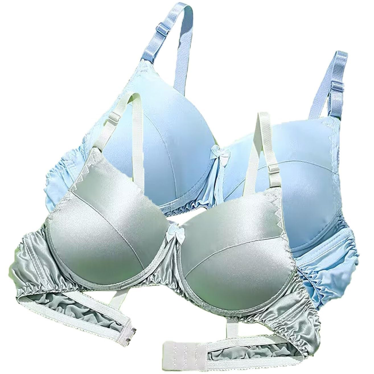 2PCS 100% Mulberry Silk Bra Smooth Double-Sided Silk Bralette Soft Cup Everyday Bra Comfort Skin-friendly Push Up Bra(E,AB_42/95)