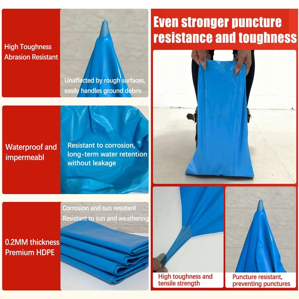 Telo per Laghetto da Giardino Blu in HDPE, 0,2mm, Telo Flessibile Pieghevole Impermeabile per Piscine E Laghetti, Fontana, Lago Artificiale, Cascate, Stagni per Pesci Koi(1x15m)