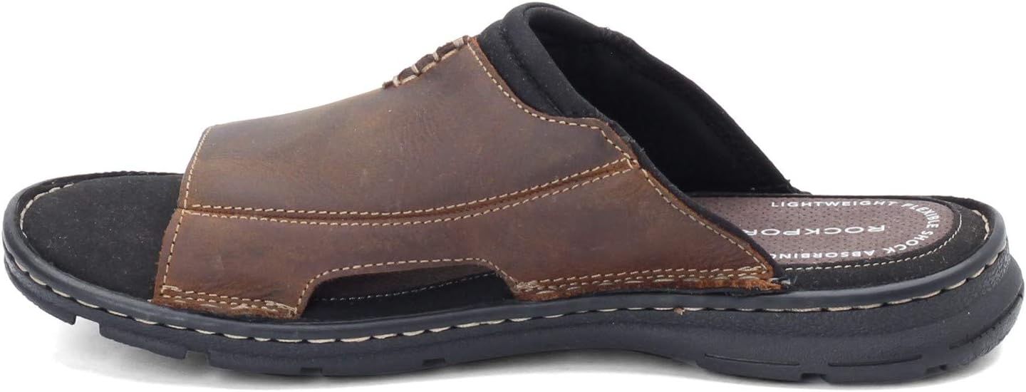 Rockport Men's Darwyn Slide 2 Sandal, Brown II Leather, 12 M US