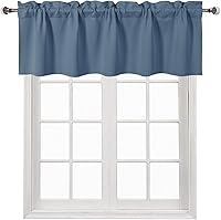 Vista 81 de DWCN Cenefa opaca para cocina, con bolsillo para barra, cortinas para ventana, sala de estar/sótano, 52 x 18 pulgadas de largo, 1 panel, azul oscuro