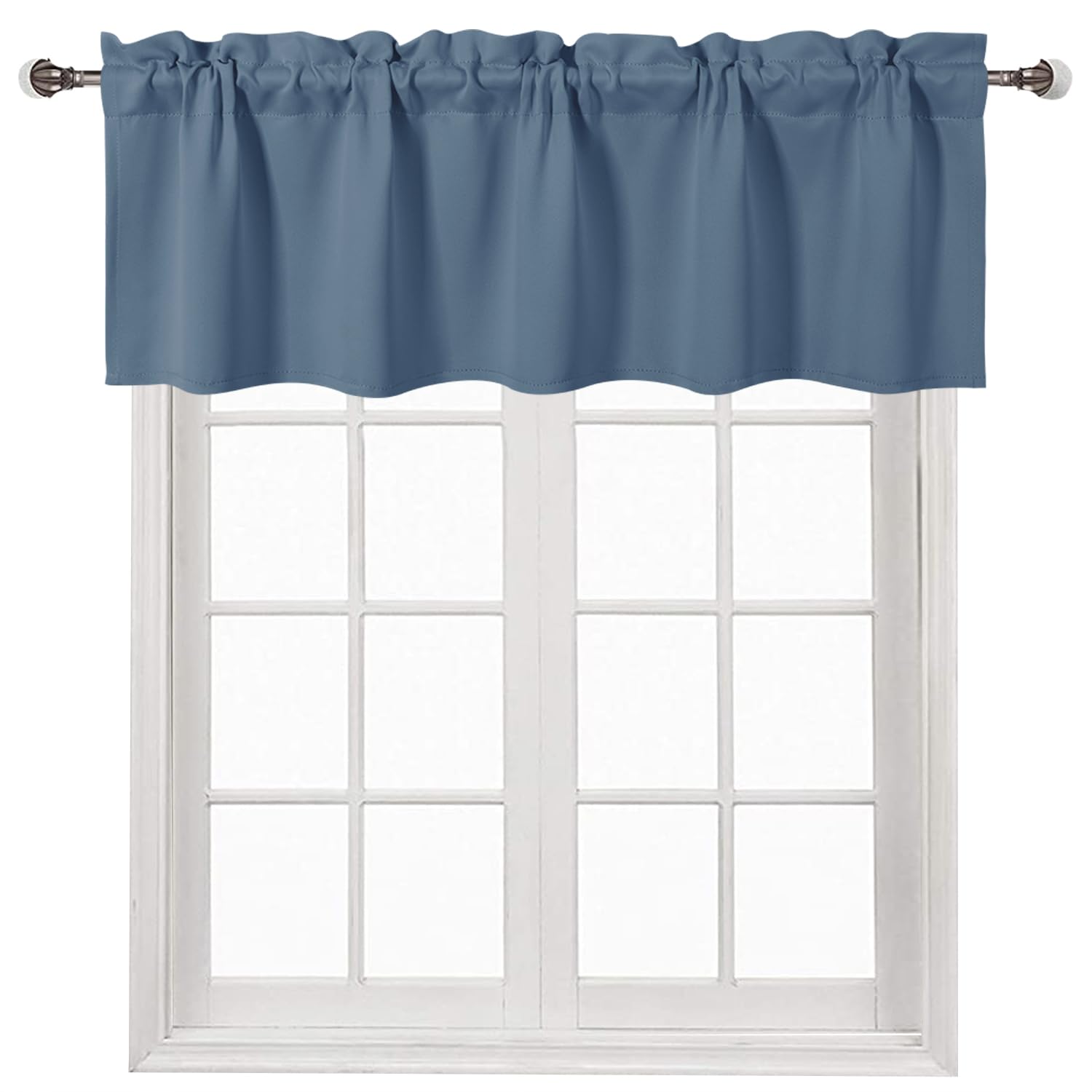 DWCN Blackout Valance Rod Pocket Window Valance Curtains for Kitchen Livingroom 60 x 18 inch Long,1 Panel, Dusty Blue