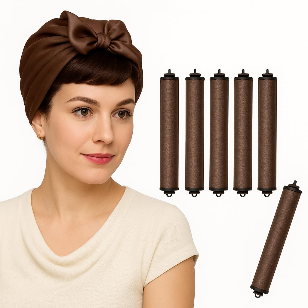 Overnight Hair Curlers Heatless Curls - 6 Pcs Hair Rollers No Heat Blowout Curling Rods to Sleep In