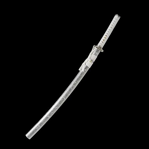 Miniatura 8 de JIHPEN sword, Katana negra, espada samurai de espiga completa, afilada, hoja de acero de resorte con vaina negra, variedad de estilos de 41 pulgadas