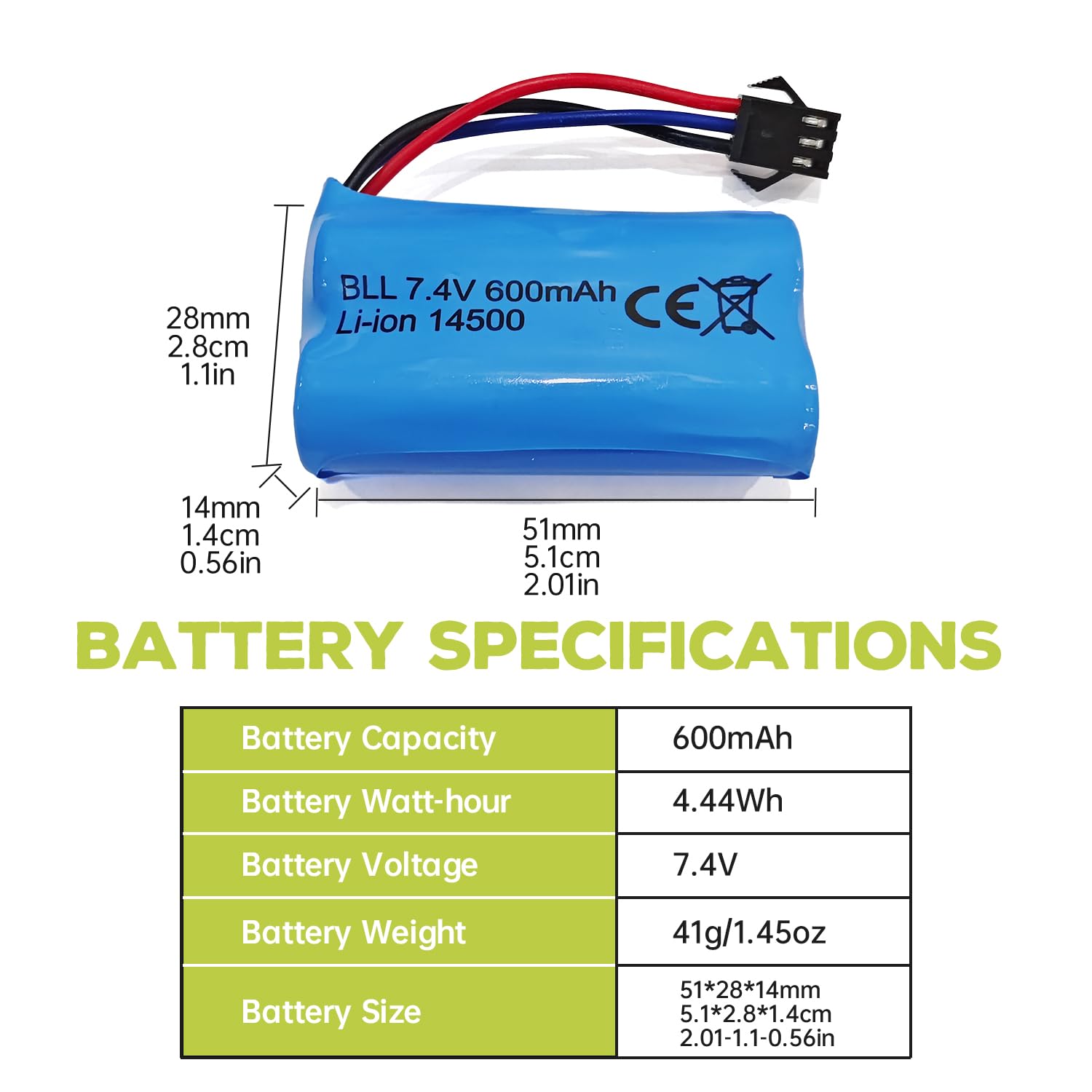 Fytoo 2PCS 7.4V 600mah 2S Li-ion Battery with SM-3P Plug with 2PCS USB Charging Cable for DE82 TK3086B G20601 RC Toy RC Car TK-3082B Stunt Flip Car Battery