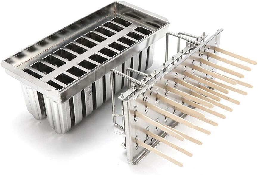 Eapmic Stainless Steel Ice Lolly Popsicle Molds Kit 20pcs Ice Cream Stick Holder Round Head Grooved