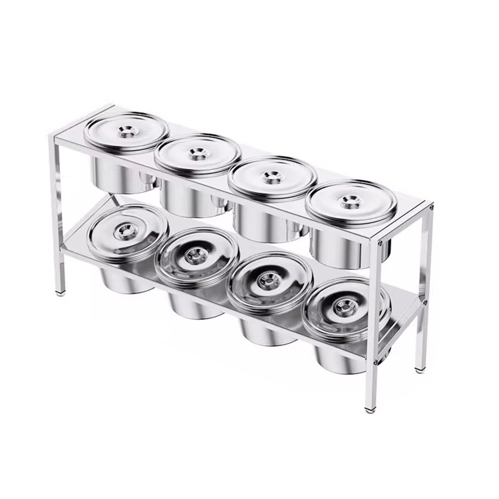 Organizador de especias de acero inoxidable con estantes inclinados para un fácil acceso, ideal para almacenar alimentos, hierbas, condimentos y especias