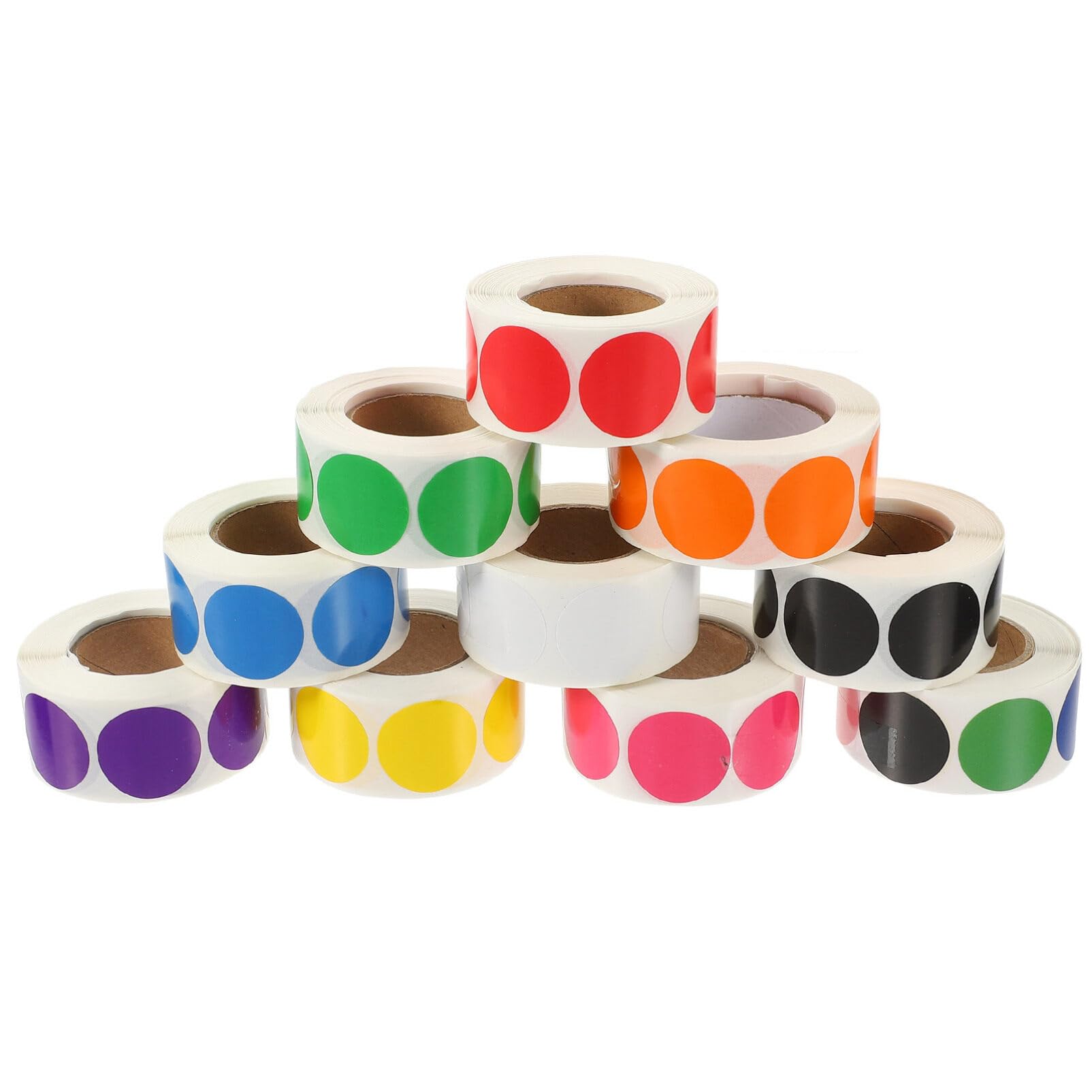 Operitacx 10 Pezzi di Etichette Adesive Rotonde Colorate 500 Pezzi Ciascuno Etichette a Puntini in Rame Facili da Usare e Comode da Conservare per Ufficio e Casa Colore Casuale