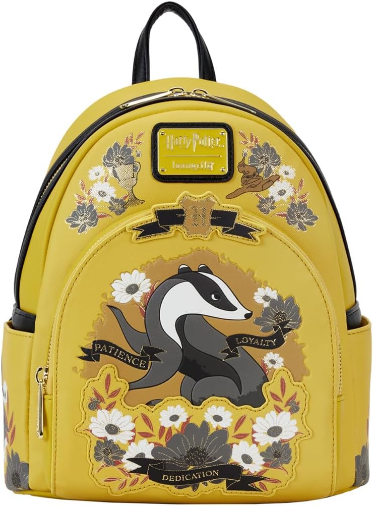 Harry Potter Hufflepuff House Floral Tattoo Mini Backpack
