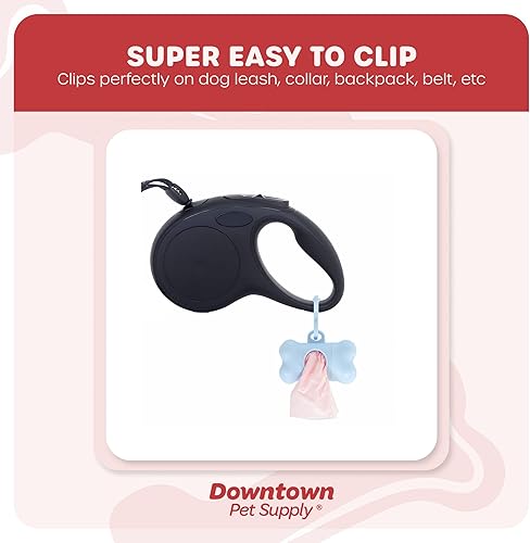 Miniatura 4 de Downtown Pet Supply 1000 bolsas de basura perfumadas de lavanda para perros con dispensador de bolsas de excremento de perro, a prueba de fugas,