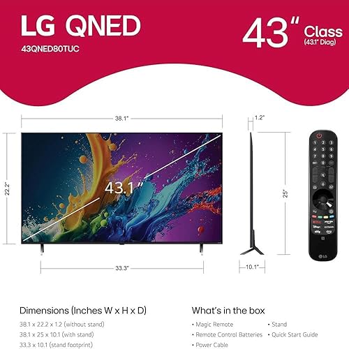 Miniatura 2 de LG 43QNED80TUC QNED 4K Smart TV - Quantum Dot, procesador AI, HDR10, webOS, Dolby Atmos, ThinQ, Alexa integrado, control remoto mágico, optimizador