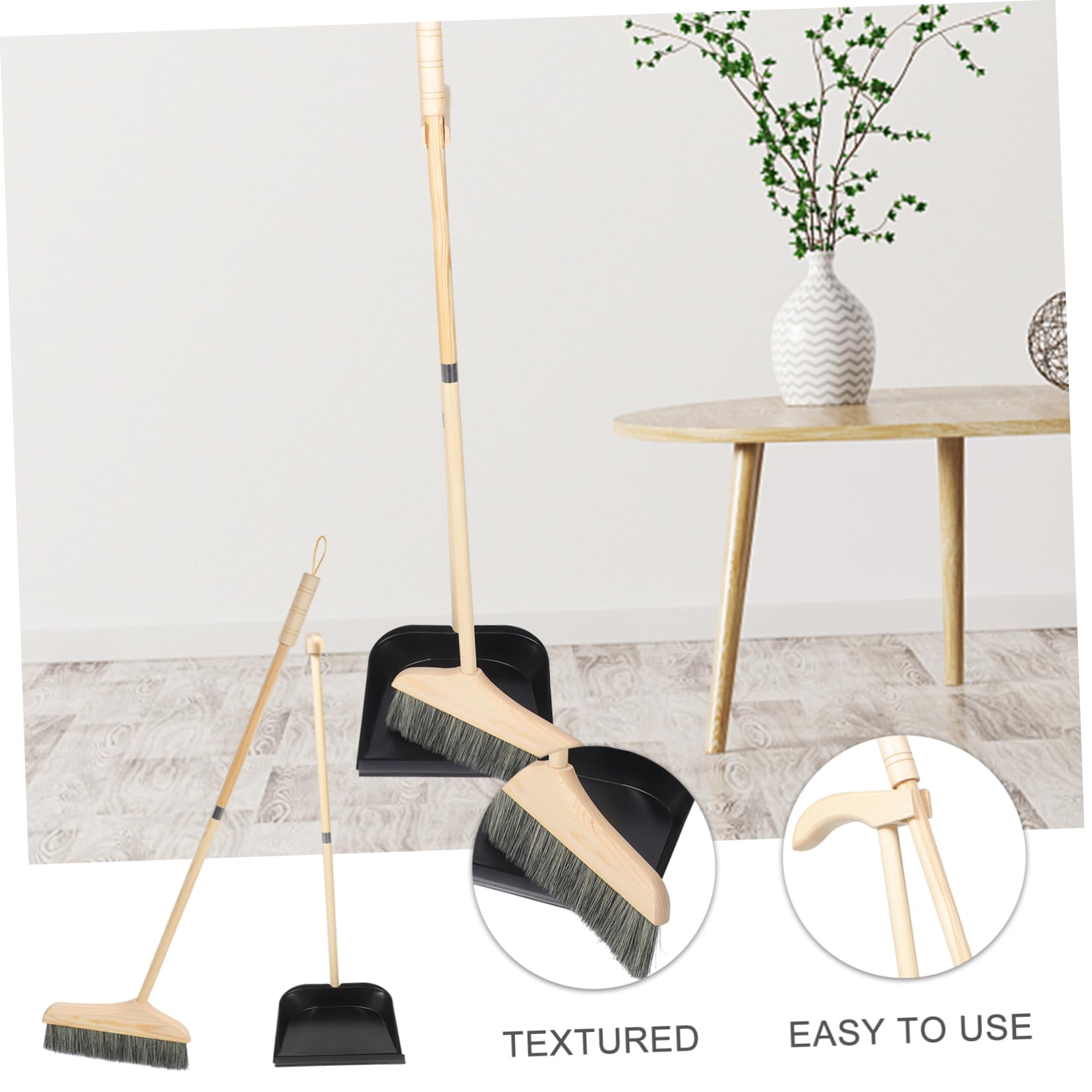 FRCOLOR Reinigungszubehör Werkstätten und Gehwege zu Bedienen Leicht für Holz Besen Kehrschaufel Satz mit Langem Griff Verschleißfest Effektives für Haushalt