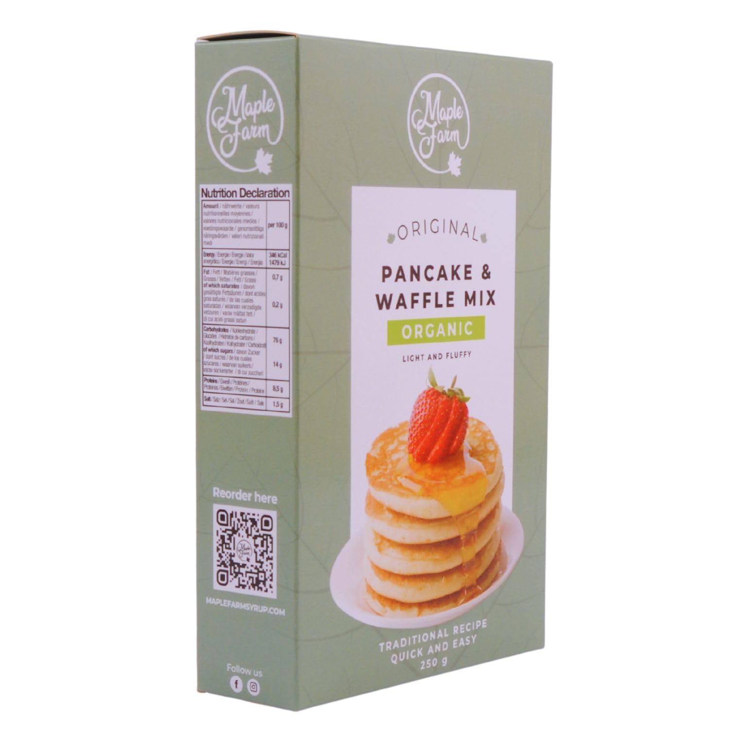 MapleFarm Preparado ORGÁNICO para pancakes y gofres 250g