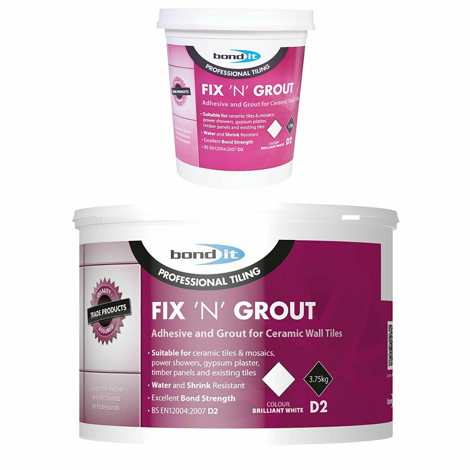 Sponsored Ad – Bond It 1.5/3.75kg Fix N Grout D2 Mixed Tile Adhesive Internal For Showers & Wet Fixing Grouting Ceramic Tiles (3.75)