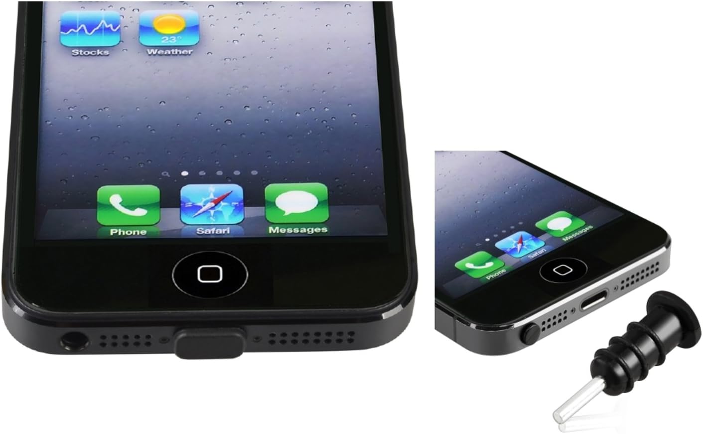 [Aftermarket Product] 10x Black Earphone Audio Jack & Lightning Dock Anti Dust Plug Cap For iPhone 5