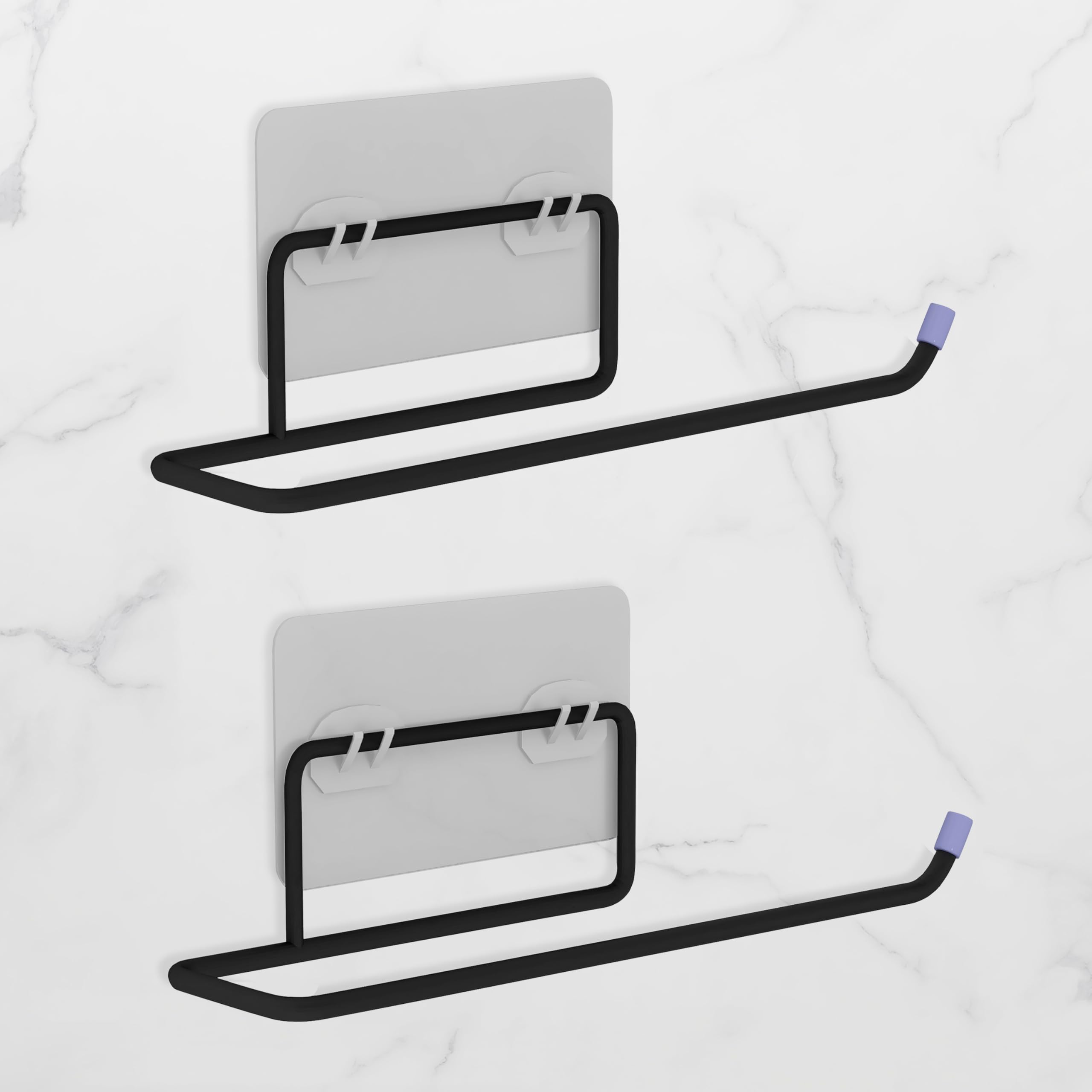 Ruboxa Self Adhesive Toilet Paper Stand/GI Steel Tissue roll Hanger for Bathroom - Pack of 2 (248, Black)