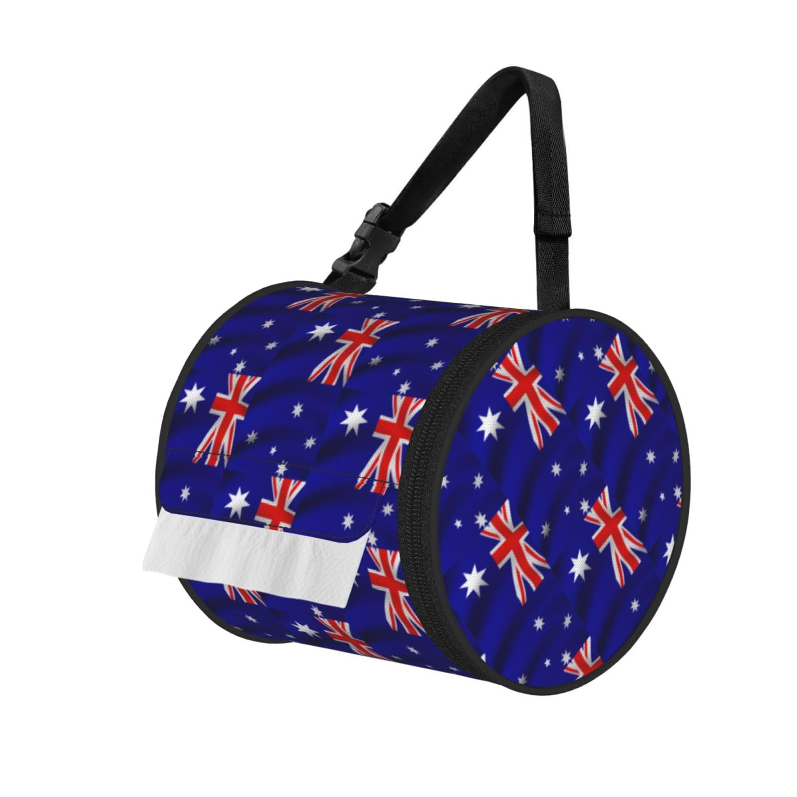 Australian flag Printed Portable Tissue Roll Case, Standard-Size Fit, Oxford Cloth for Wall Camping Backpack