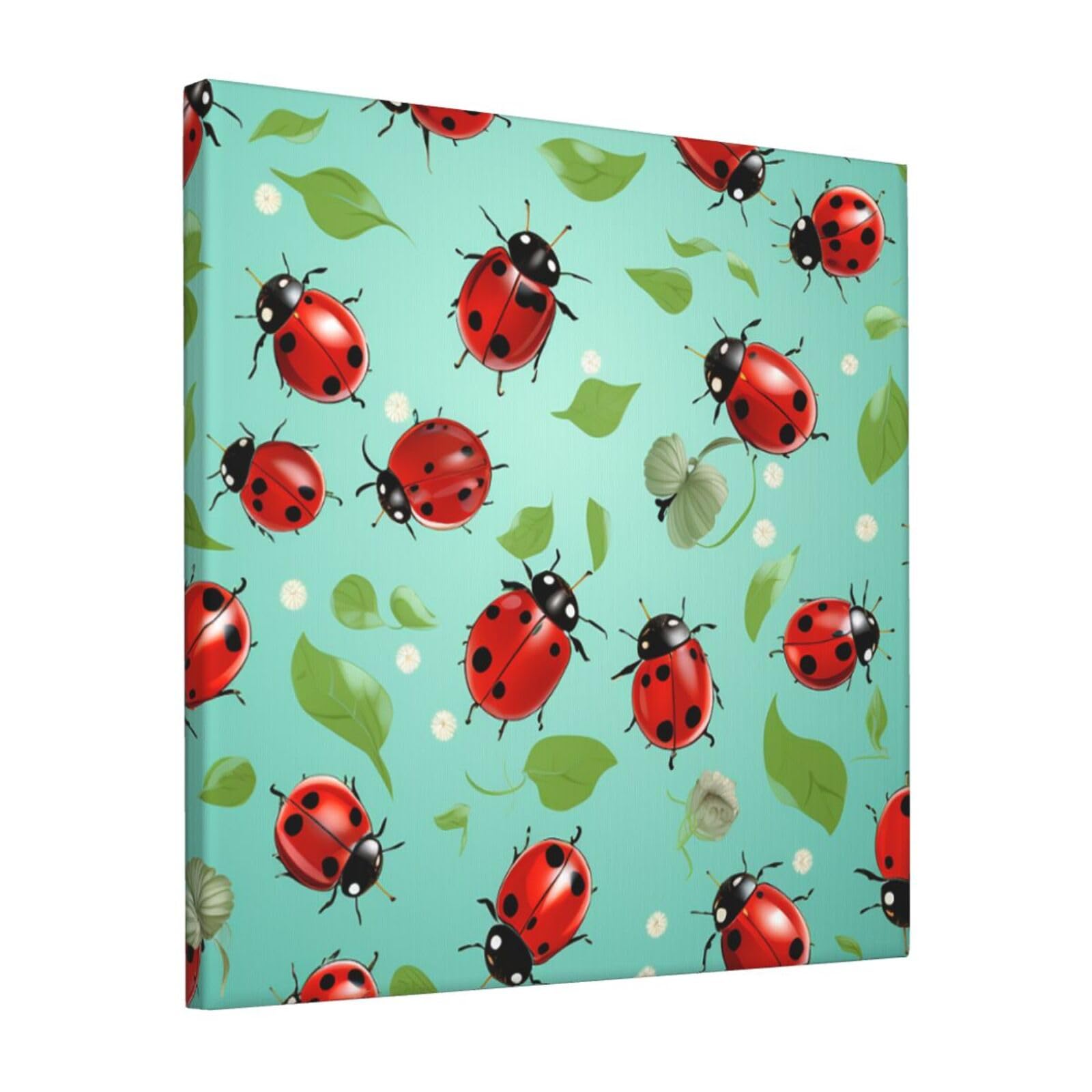 FodPand Red Ladybugs Canvas Wall Art for Living Room Wall Decor 12"x12" Modern Artwork Painting Pictures Hanging Canvas Prints Aesthetic Wall Art for Bedroom Bathroom Office Wallart Decor