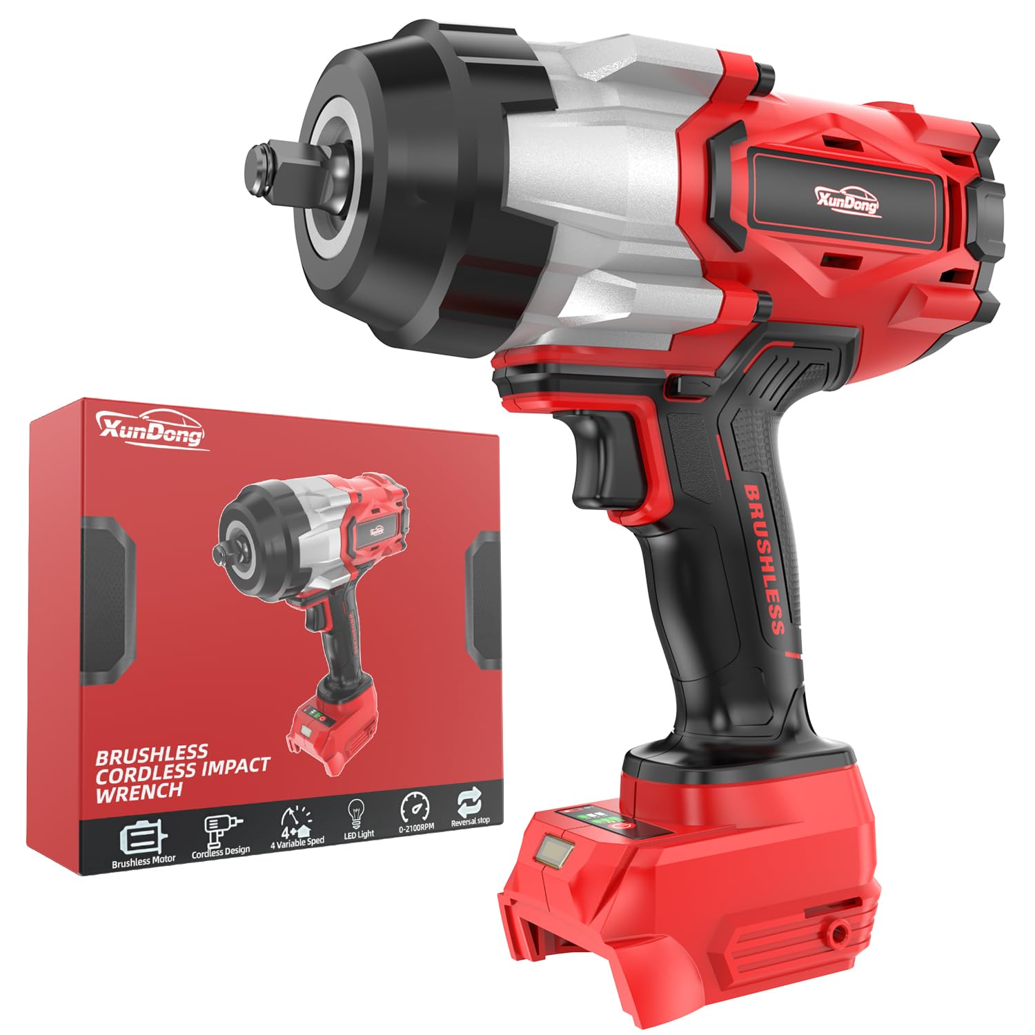 Cordless Impact Wrench 1/2" Compatible with Milwaukee 18V Battery, 1600Ft-lbs(2200N.m) High Torque Impact Gun Heavy Duty, Brushless Electric Power