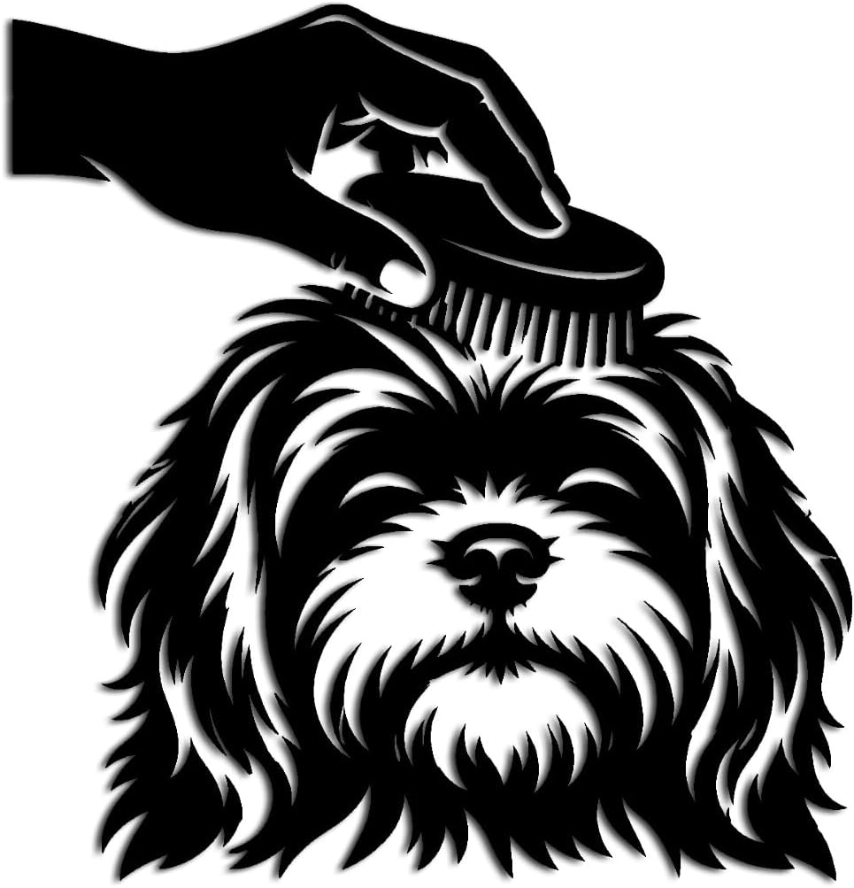Dog Grooming Metal Wall Art Metal Outdoor Decor Metal Signs Modern Minimalist Aesthetic Cute Trendy Wall Decor for Living Room Bedroom Pet Shop Home Decoration Gift (Black,20inch)