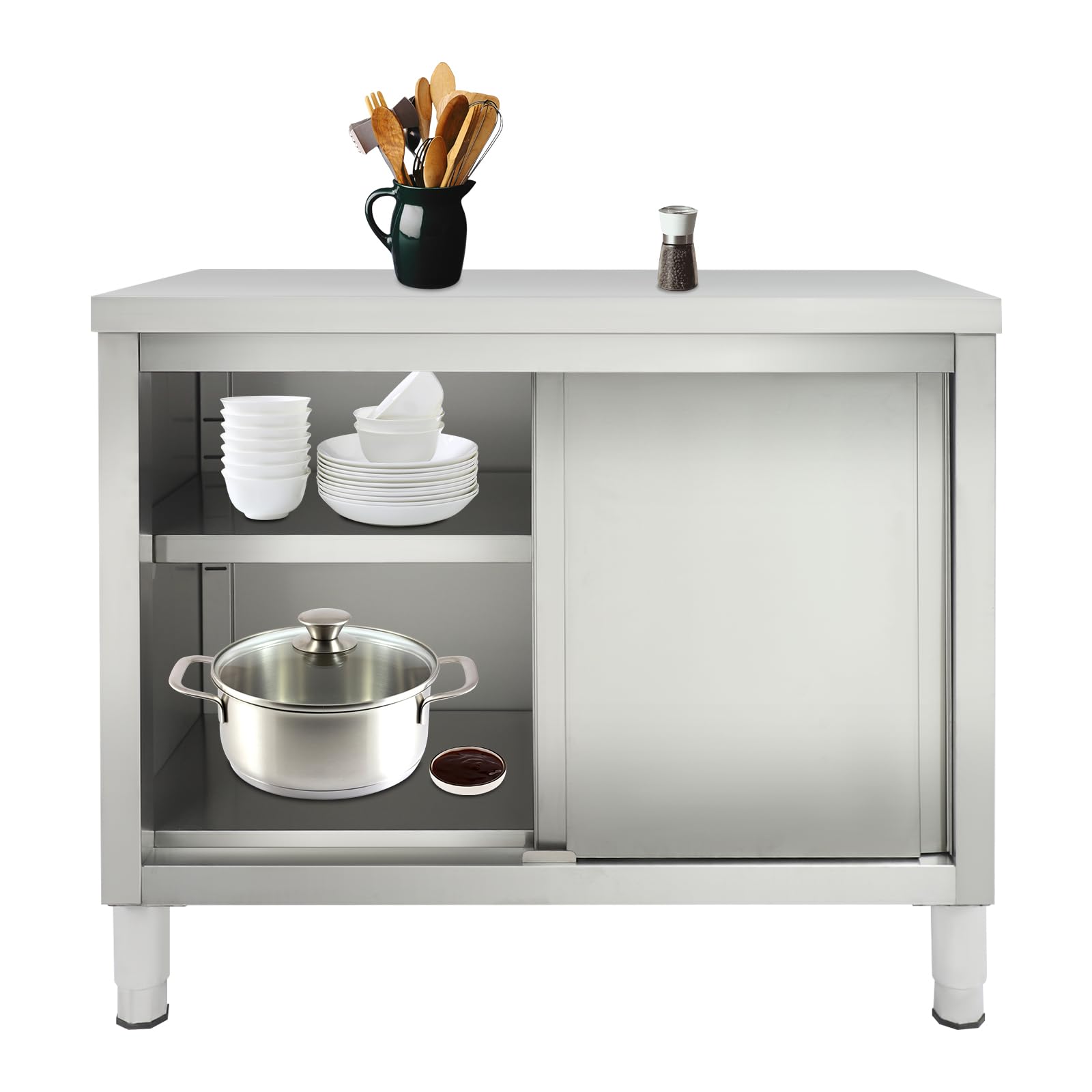 Edelstahl Schrank Outdoor Arbeitstisch 3 Stöckige Edelstahlschrank 100 x 50cm Outdoor Küche Edelstahl Arbeitstisch Freistehend Mehrzweckschrank Silber Edelstahltisch Arbeitsschrank