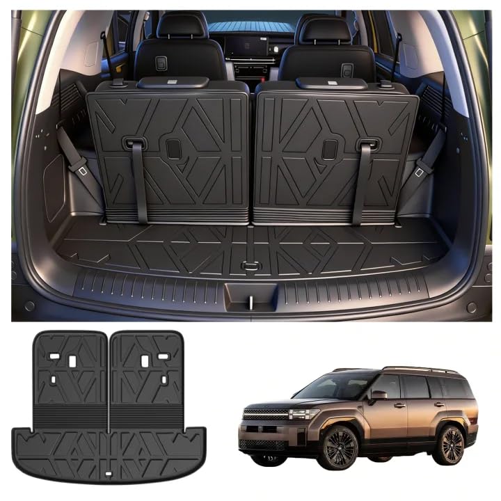 Cargo Mat Replacement for Hyundai Santa FE 2024 2025 2026 All Weather TPE Cargo Mat with Backrest Mat Rear Cargo Liner Protection for Hyundai Santa Fe Calligraphy Accessories (Fit Hybrid and Fuel)