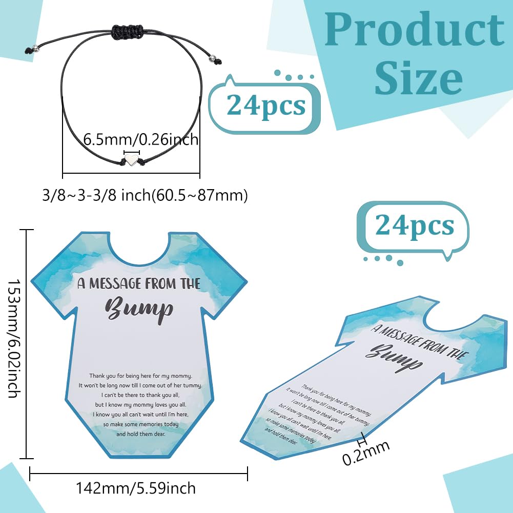 FINGERINSPIRE 24 Set Babyparty Gastgeschenke Für Gäste 24 Papierarmband Displaykarten Mit 24 verstellbaren Süßen Herz Armbändern Aus Geflochtener Polyesterkordel als Partygeschenk