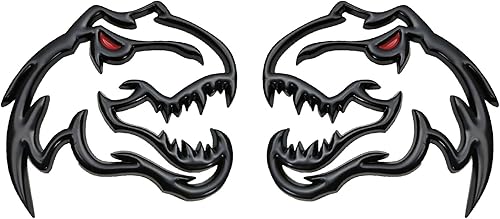 Miniatura 1 de Un par de emblema de metal de dinosaurio Redeye para Dodge RAM TRX 1500 2500 3500 Charger Challenger (ojo rojo)