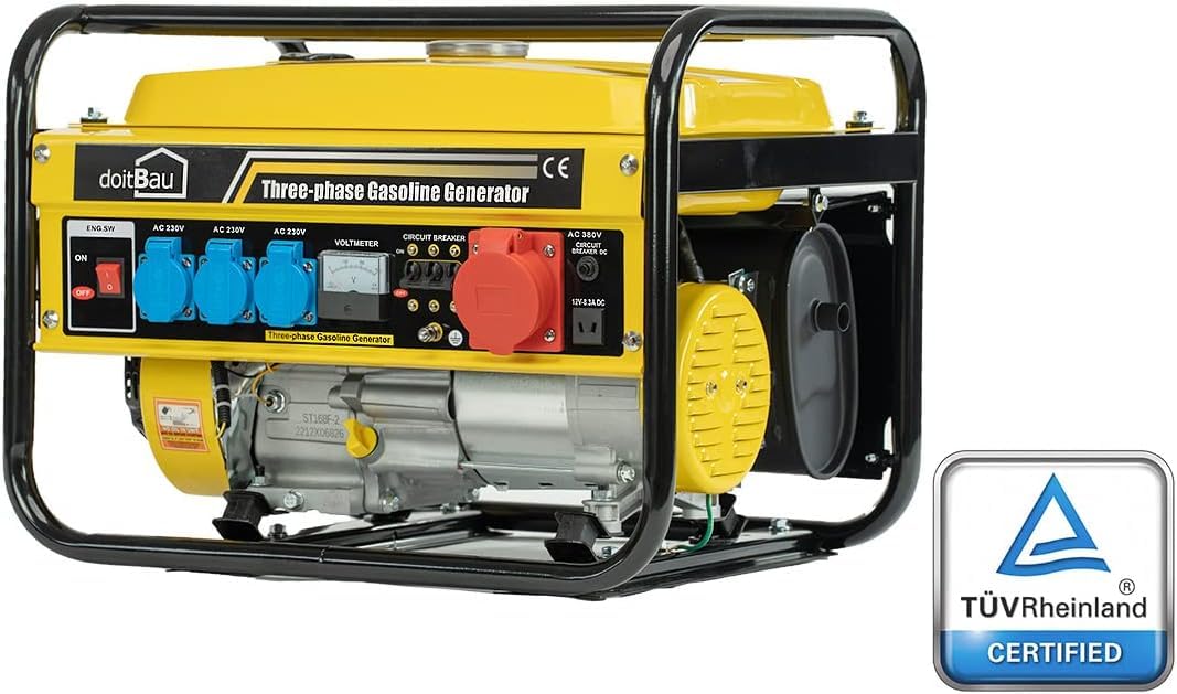 Generatore di corrente benzina, accessori, unità emergenza silenziosa, prendere 3 x 230 V, 1 x 400 V, 1 x 12 V