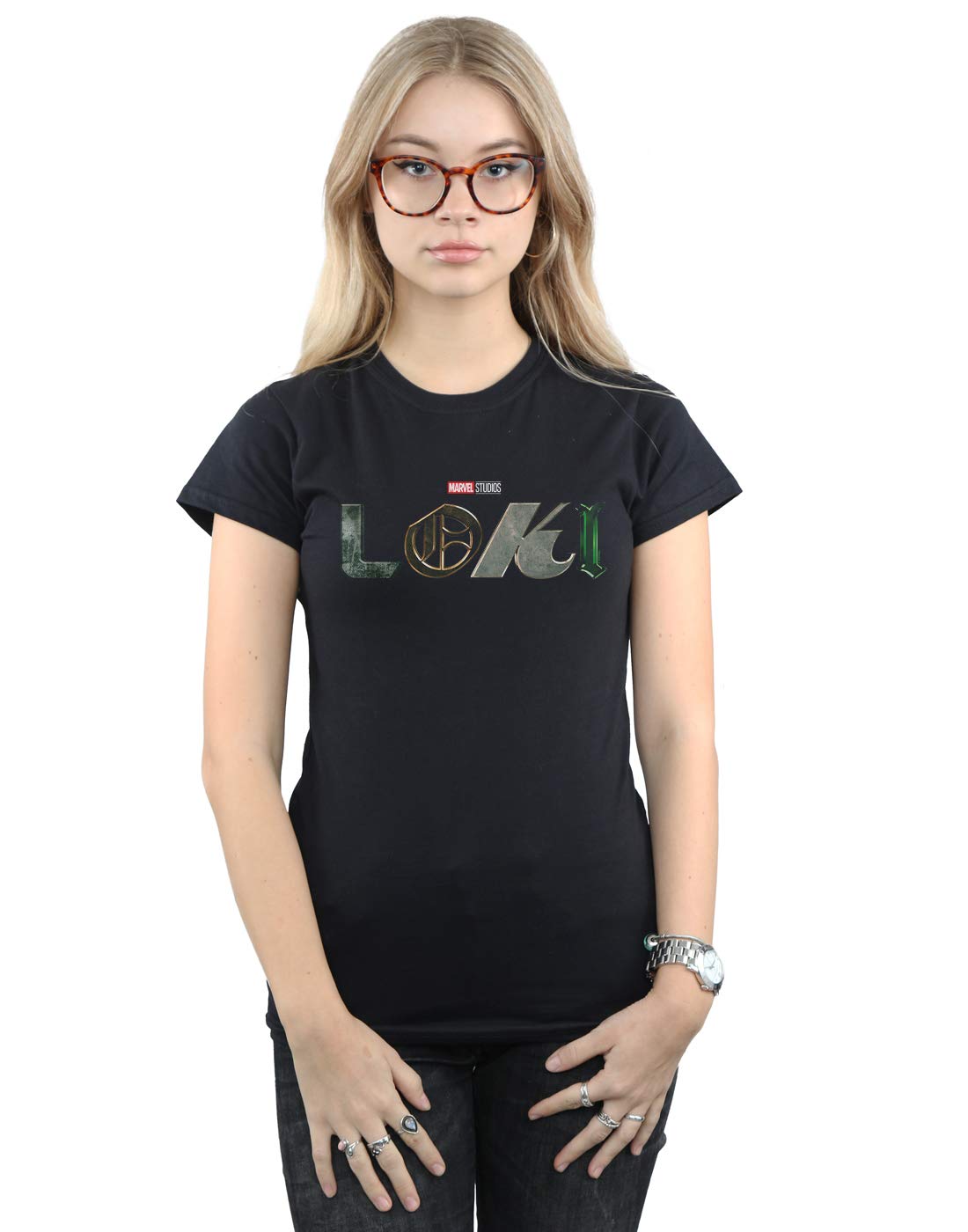 Absolute Cult Women's Black Marvel Loki Logo T-Shirt Extra Large