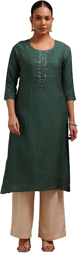 Soch Womens Gadwal Embroidered Kurta with Cutdana