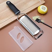 Cheese Grater and Lemon Zester, Ginger Garlic Grater with Wide Stainless Steel Blade, Kitchen Tools and Gadgets for Chocolate, Vegetables, Orange, Citrus, with Protective Cover and Cleaning