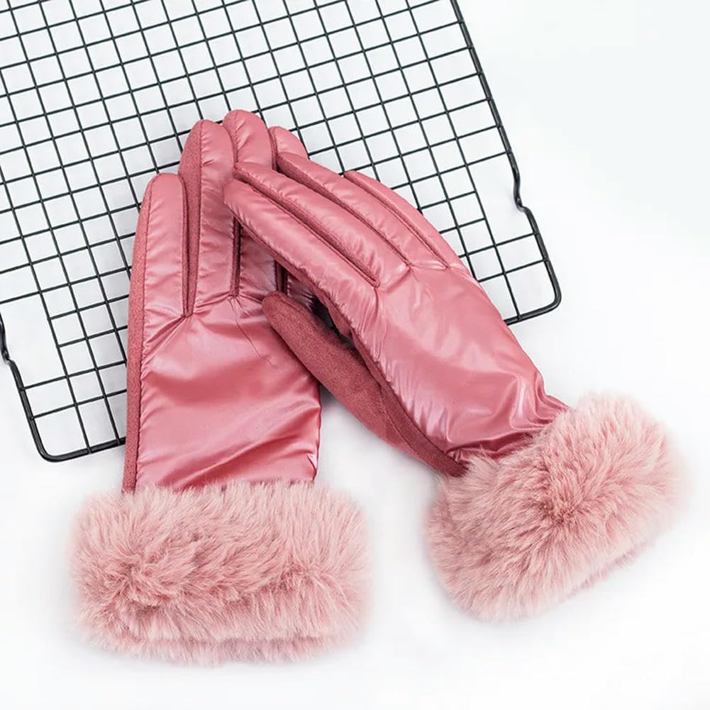 Guanti Foderati Pelliccia Guanti Invernali Da Donna Super Caldi, Foderati In Pile E Pelo Sintetico, Con Bottoni Decorativi Guanti B4D Invernali