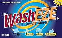 Vista 1 de WashEZE Sábanas de detergente para ropa 3 en 1 de tamaño de viaje, ligeramente perfumadas, 24-2 paquetes, aptas para viajes