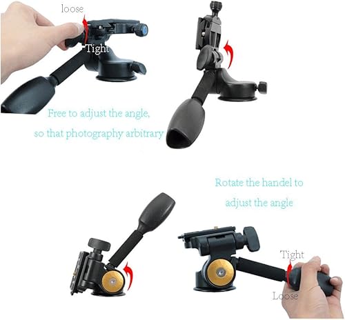 Miniatura 7 de EXMAX Q08 Trípode de vídeo Cabeza de bola 3 vías Trípode Cabeza basculante Brazo basculante Rotación 360 Cabeza panorámica de vídeo Placa de