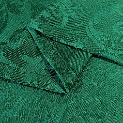 Trimming Shop 120" Round Damask Table Cloth Scrolled Leaves Pattern, Green Circular Linen Table Cover for Banquet Christmas - Image 4