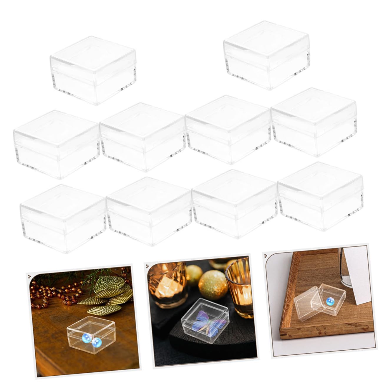 Ipetboom Versatile Mini Acrylic Display Cases 30pcs Storage Boxes for Jewelry Rocks Minerals Collectibles Showcase