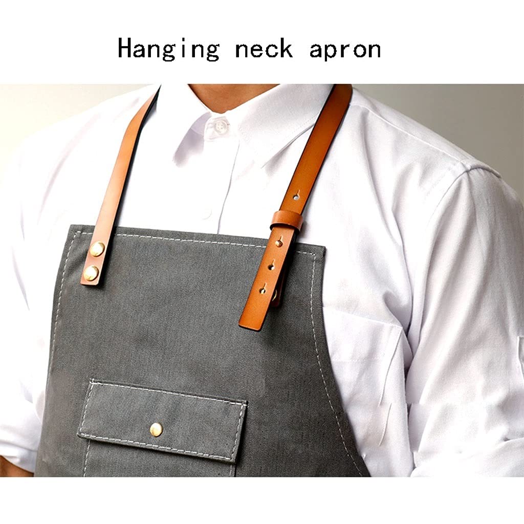 Delantal Chef Delantalthin Light Denim Delantales Straps Ajustable Hombro y Pocket Grande Delantal Cocina Grill Barbería Barista Unisex Fácil de Limpiar (Color : B, tamaño : Medium 20.8 * 31.4)