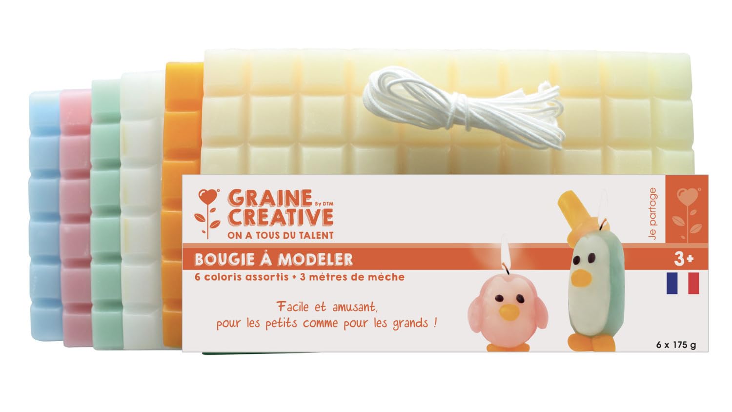GRAINE CREATIVE 138100 Bougie à Modeler Cire Multicolore 21 x 6,5 x 12 cm