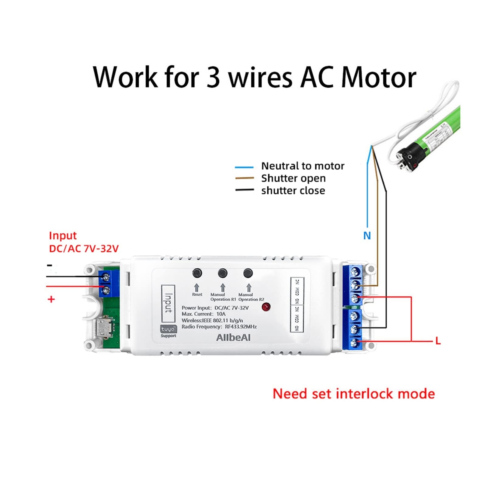 Garagentorsteuerung Tuya Smart. WIFI 2CH Switch Module for Lichter Garage Tür Tor, DC 5V 12V 24V 32V, 2 Kanal-Taste RF 433 Mhz Fernsteuerungsrelais Einfaches Öffnen und Schließen des Garagentors (Co
