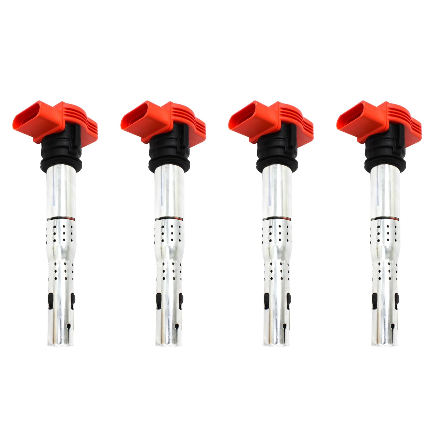 Lot de 4 bobines d'allumage 06D905115 06E905115A compatible avec moteur Volkswagen 2,5 L 2,0T V8 3,0 V6 Compatible avec Passat Compatible avec Golf Compatible avec Porsche Compatible avec